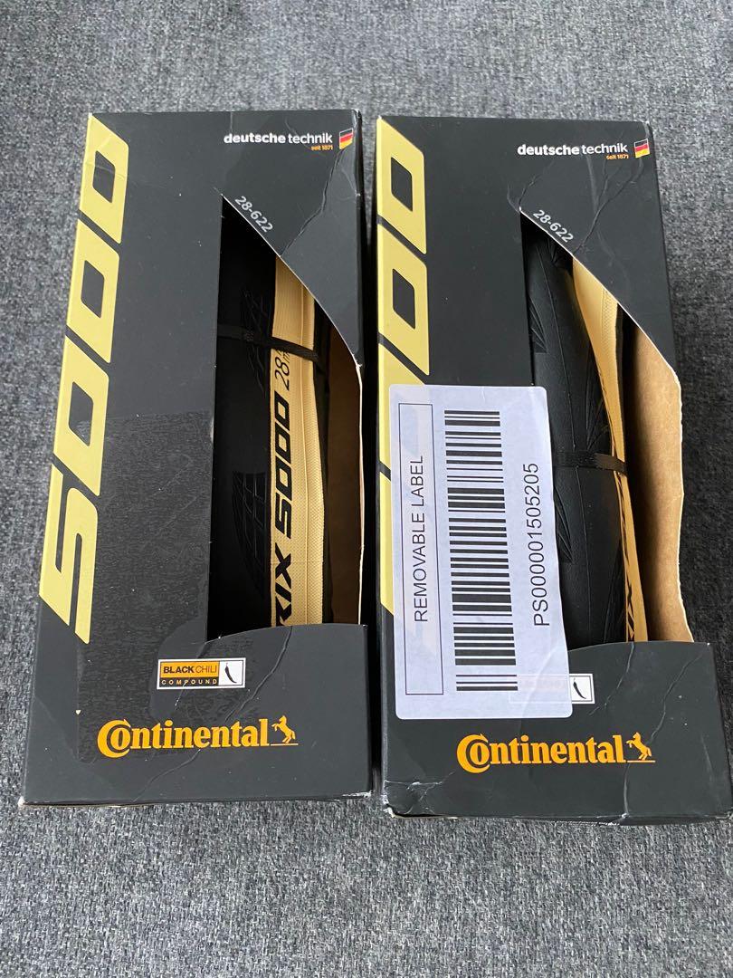 Continental GP 5000 Cream wall tyres (28mm), Sports Equipment, Bicycles & Parts, Parts
