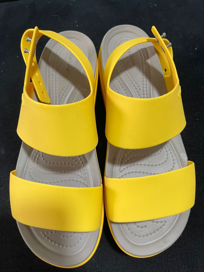 yellow wedge crocs