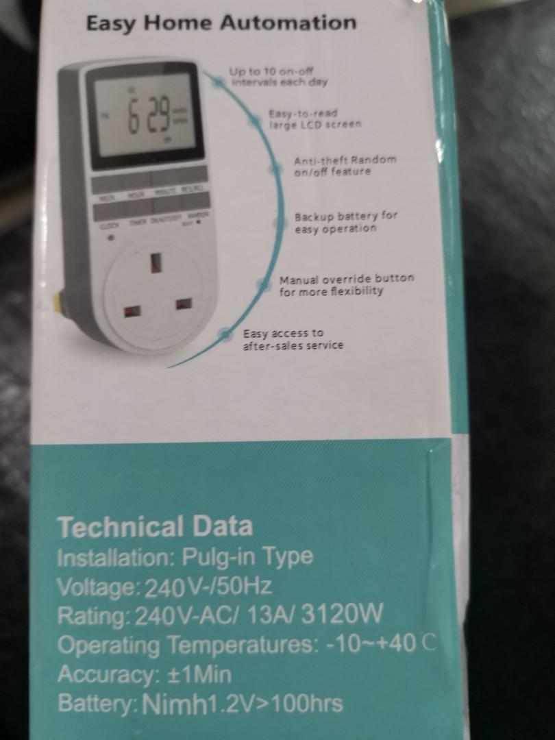 Digital timer socket (Category: Electrical, Adaptors & Sockets) located in Singapore. Submitted by cheapsale1 (Listing ID 1131046537, Image 3). Description: Brand new in box from amazon UK. No exchange /refund. Not dealing with fussies. Self collection at Choa Chu Kang Ave 4. (Near Concord Primary school area) Delivery option available at $5 to residential address in sg only. Full payment needed before delivery. Keen pm me. Thx.