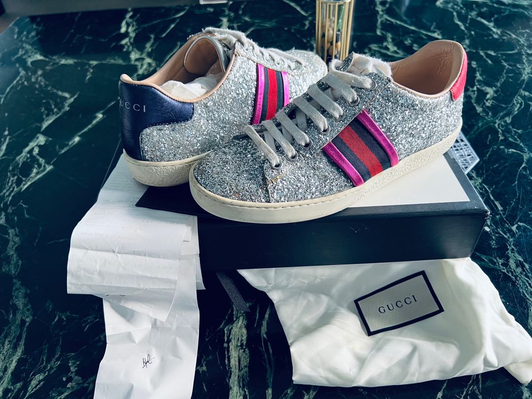 Glitter gucci sneakers womens hot sale