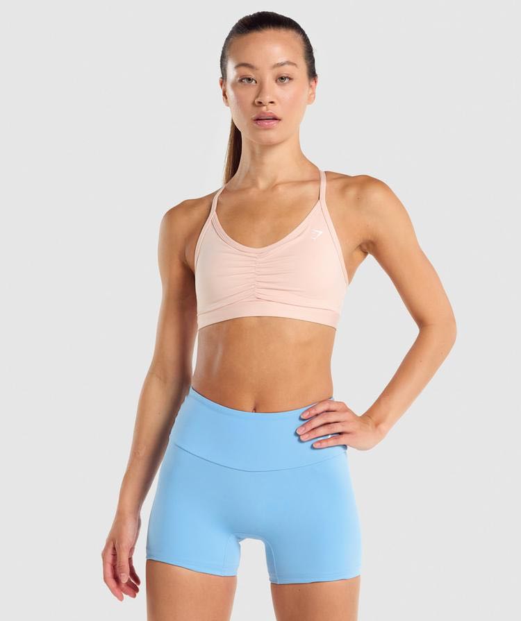 AUTHENTIC] Gymshark Flex Strappy Sports Bra and Shorts in Pink/White,  Women's Fashion, Activewear on Carousell