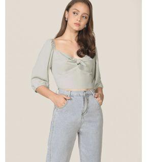 Her Velvet Vase ‘Beverly’ puff sleeves cropped blouse