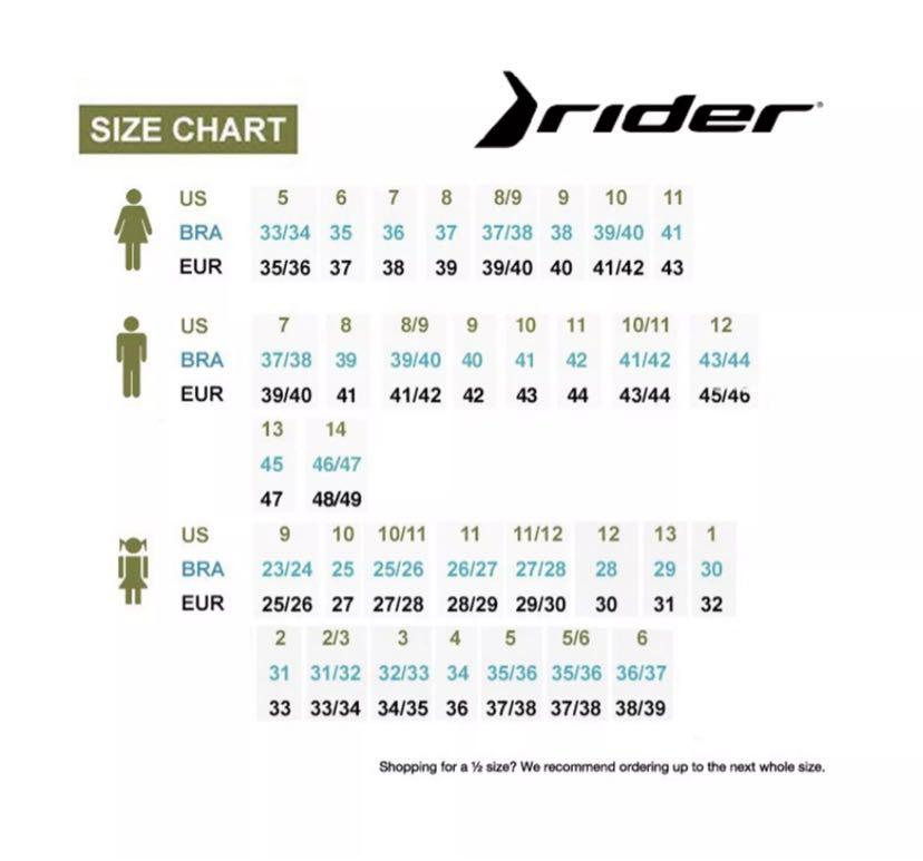 Rider sandals size chart clearance