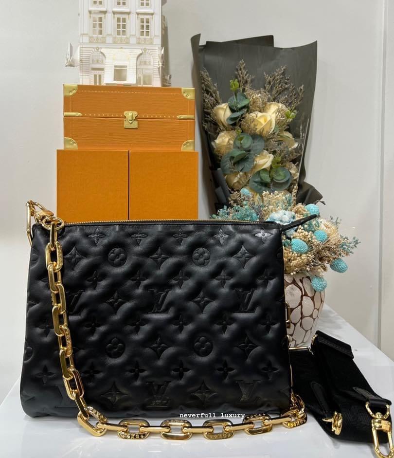 Louis Vuitton Coussin Black Lambskin Monogram Bag, Luxury, Bags