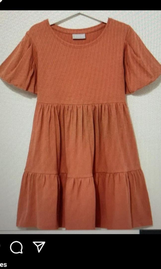 Matalan pink salmon puff sleeves dress 