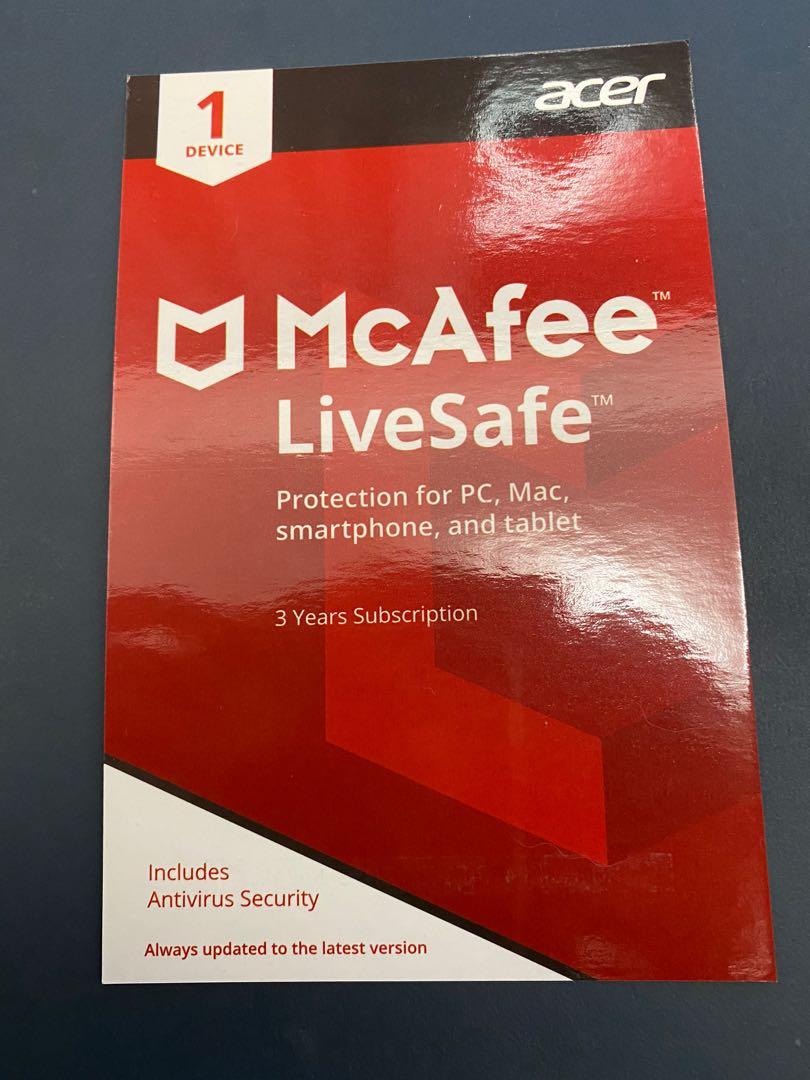 McAfee LiveSafe Antivirus 3 year subscription (1 device ...