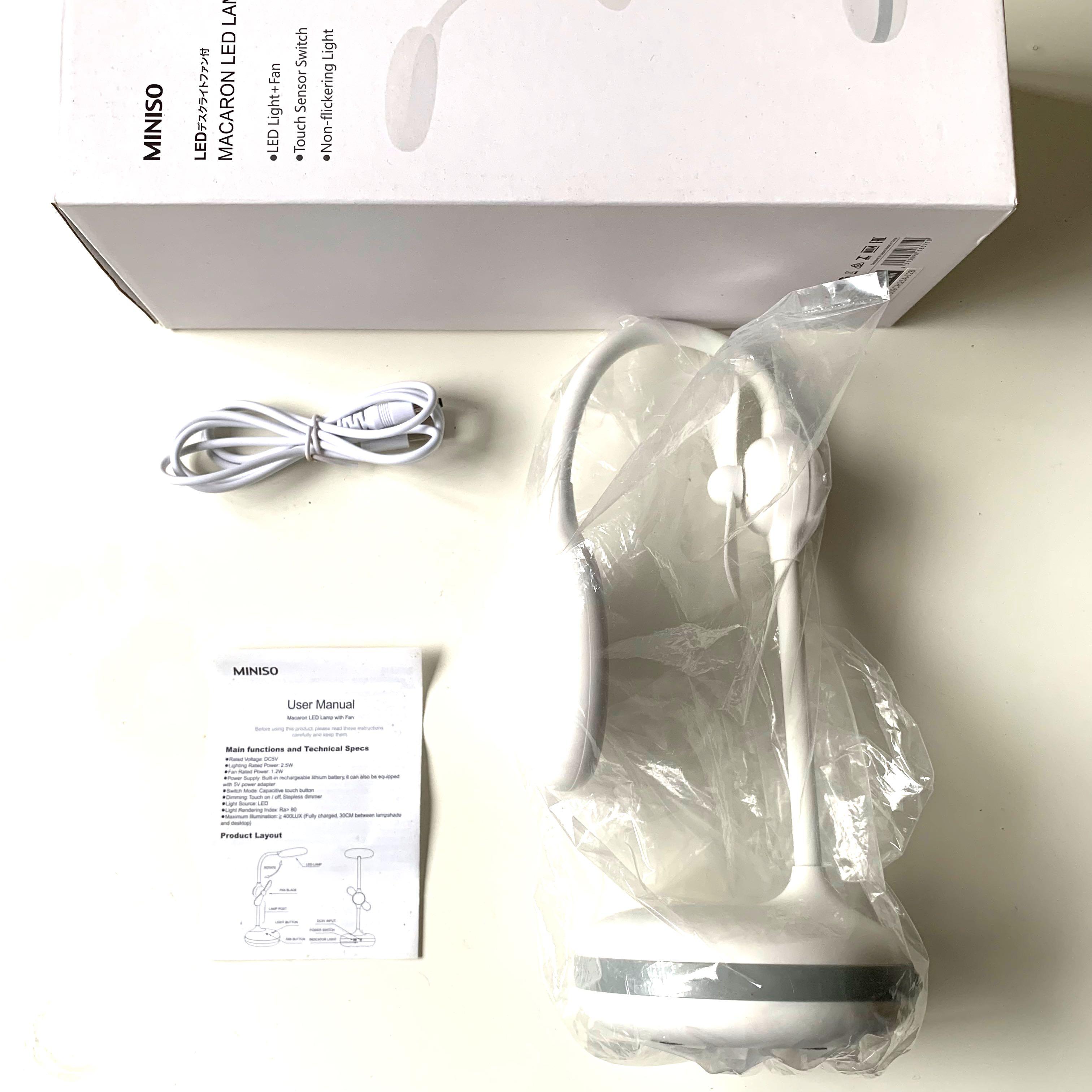 Miniso LED Macaron LED Lamp with Fan Light Lampshade , Furniture & Home Living, Lighting & Fans