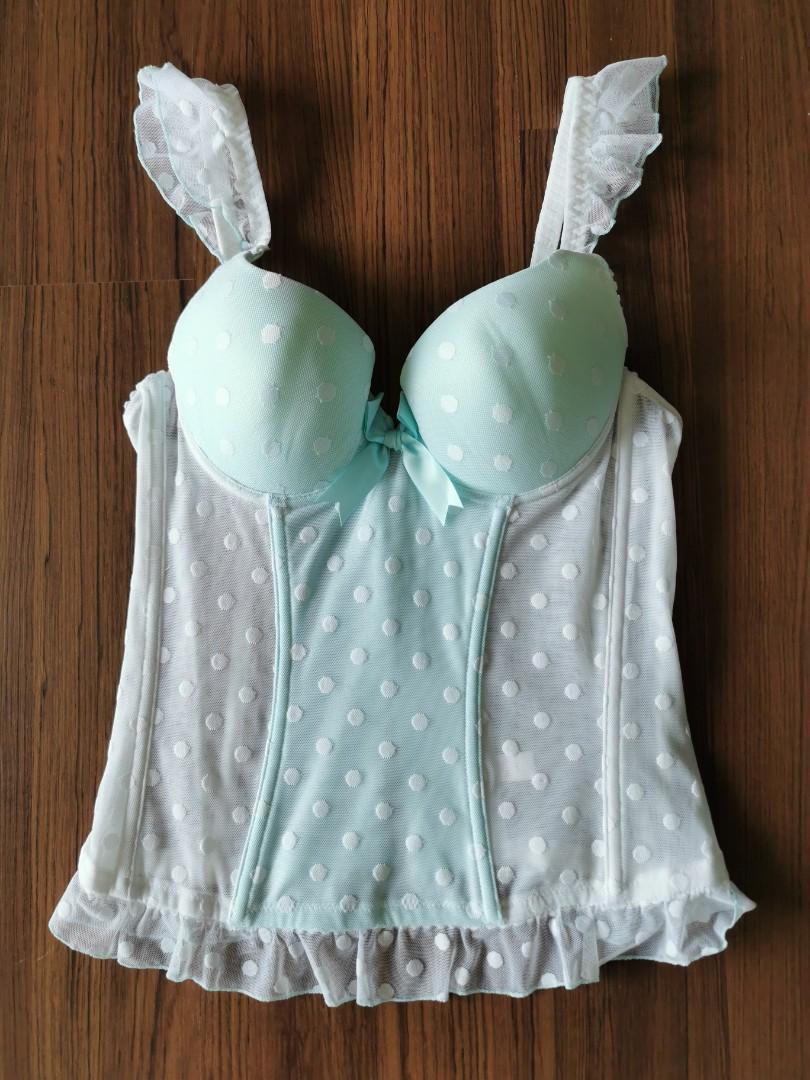 Mint green polka dots bustier Women s Fashion Dresses Sets