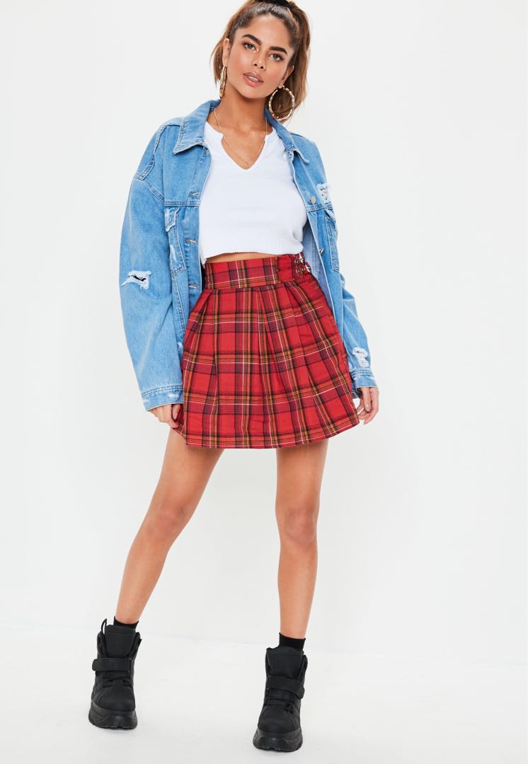 Red pvc skirt missguided outlet