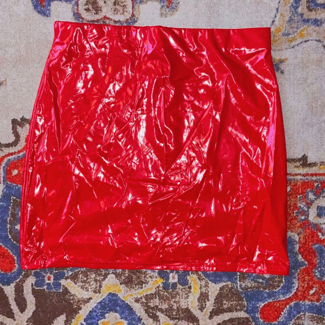 Red pvc skirt deals missguided