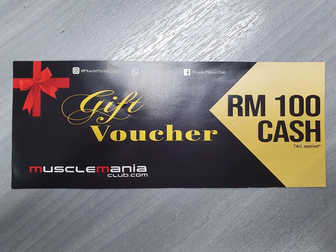 Musclemania RM100 Cash Voucher, Tickets & Vouchers, Vouchers on Carousell