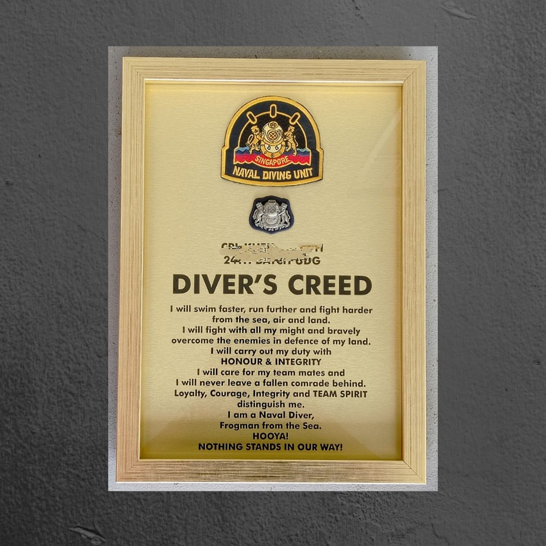 NDU Naval Diver Plaque - Graduation gift/ Post out Plaque - Navy RSN,  Hobbies & Toys, Stationery & Craft, Handmade Craft on Carousell