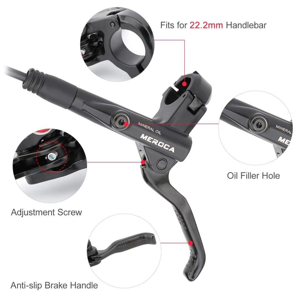 MEROCA Mountain Bike Hydraulic Brake Set - 160mm Disc Brakes With PM Adapter, Front & Rear