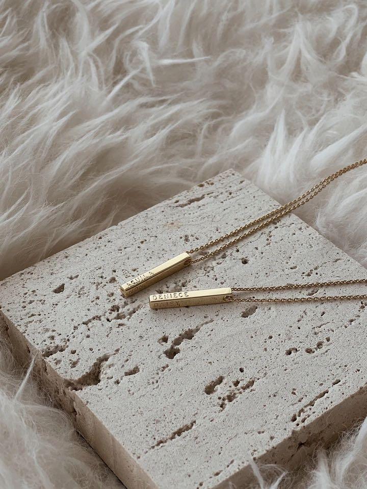 Personalised block outlet necklace