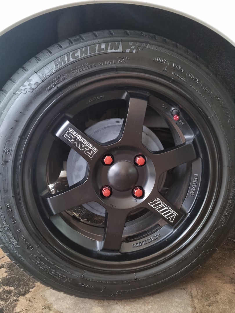 Replica Rays Rims Rays replica 15 inch TE37 Matt Black ET35 4H100 with Michelin PS3 tyres ...