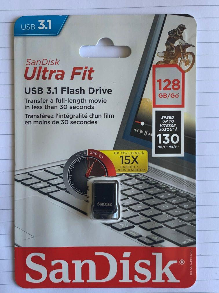 Sandisk Ultra Fit 128gb Usb31 手指 電腦＆科技 電腦周邊及配件 硬碟及儲存器 Carousell 8677