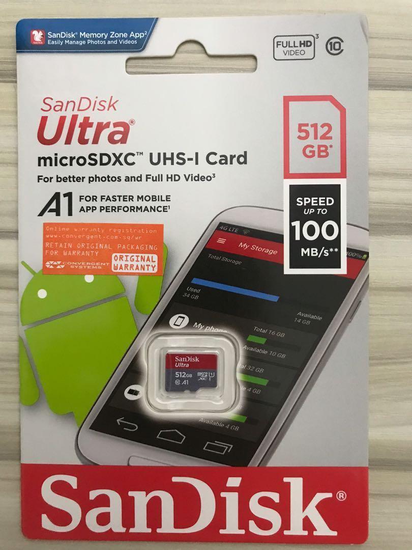 Scandisk ultra 512gb microsd card sd card, Computers & Tech, Parts