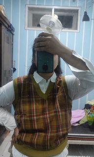 Set vest cokelat & kemeja BW
