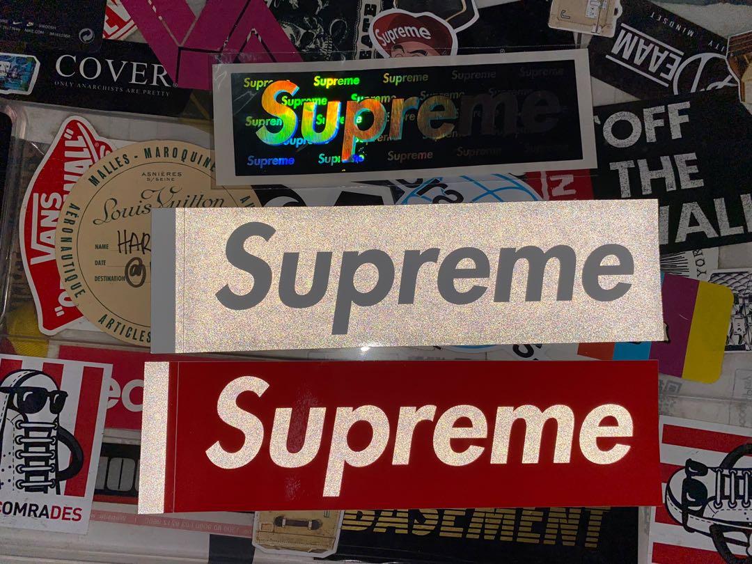 SUPREME 3M REFLECTIVE and HOLOGRAPHIC BOX LOGO STICKER Men s Fashion Bags Belt bags Clutches and Pouches on Carousell