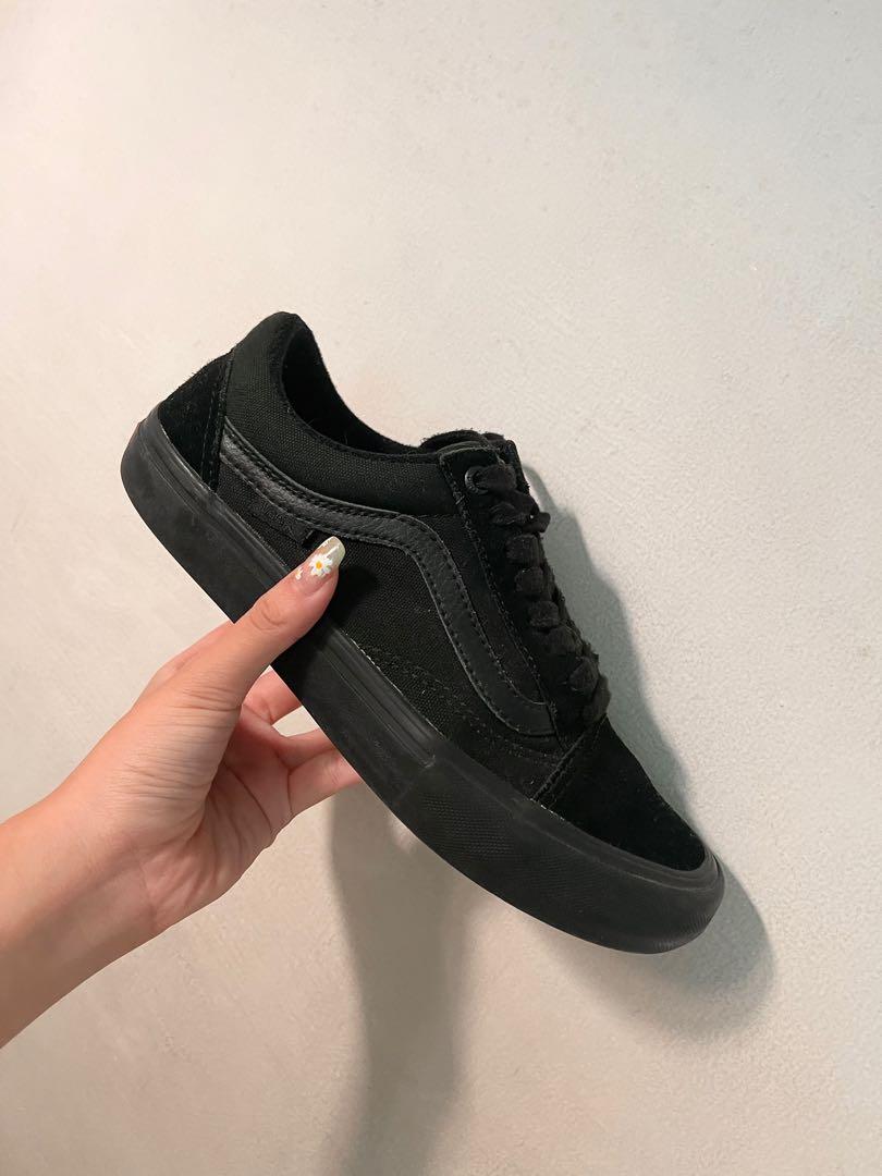 All black suede vans on sale