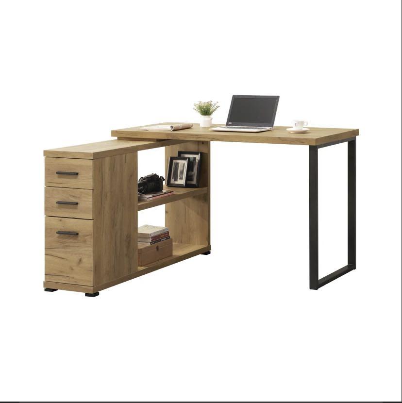 VHive Dino L Shaped Desk Golden Oak Furniture Home Living