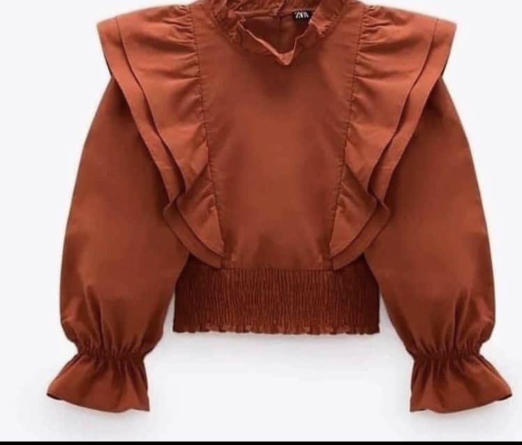 Zara rust top, Women's Fashion, Tops, Blouses on Carousell