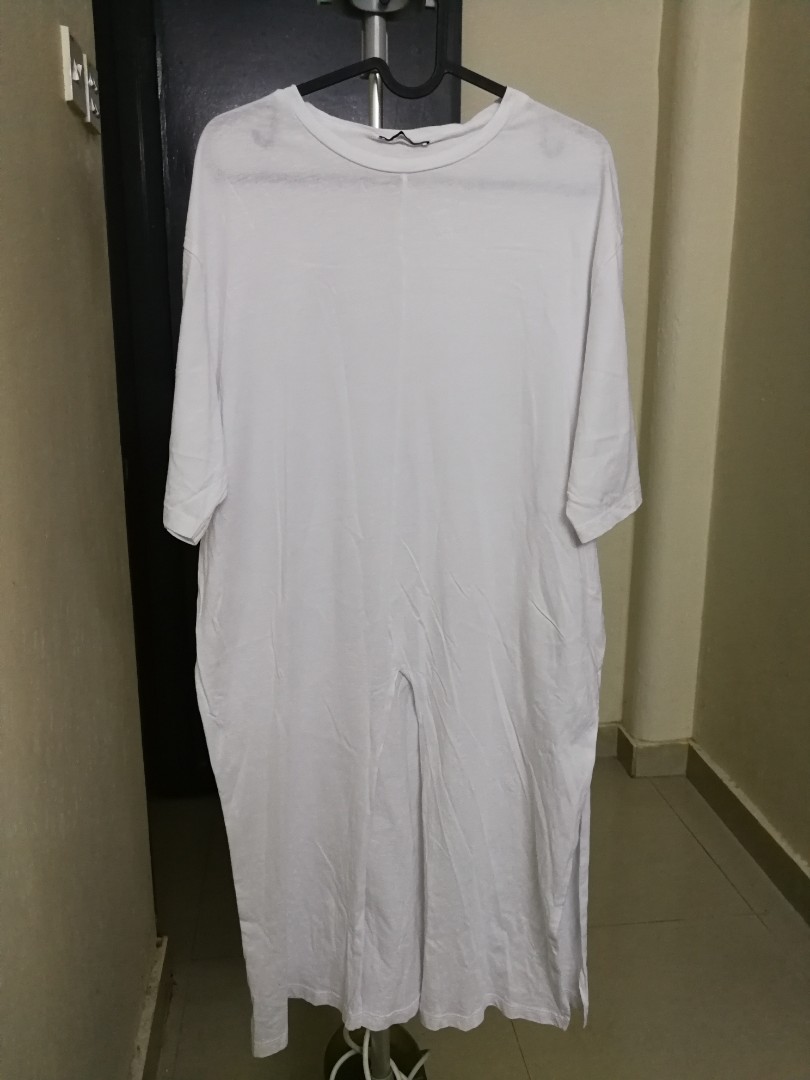 White ripped t shirt dress sales