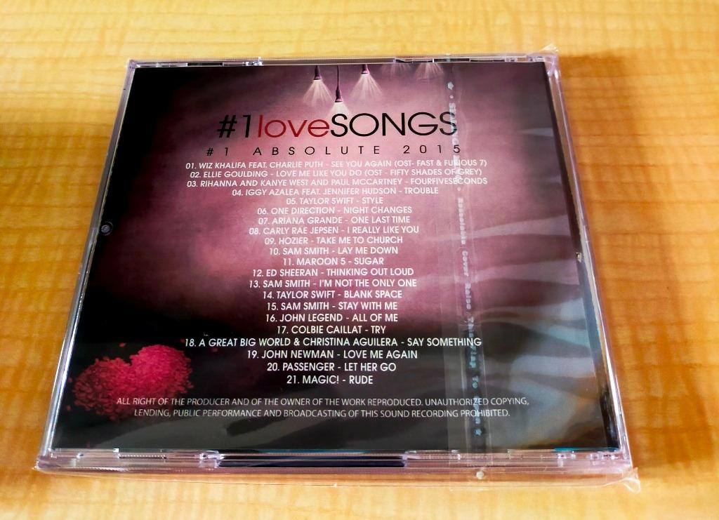 1 Love Songs No.1 Absolute 2015 Hottest Top Chart Cd Charlie Puth Wiz  Khalifa Ellie Goulding Kanye West Taylor Swift One Direction, Hobbies &  Toys, Music & Media, Cds & Dvds On Carousell