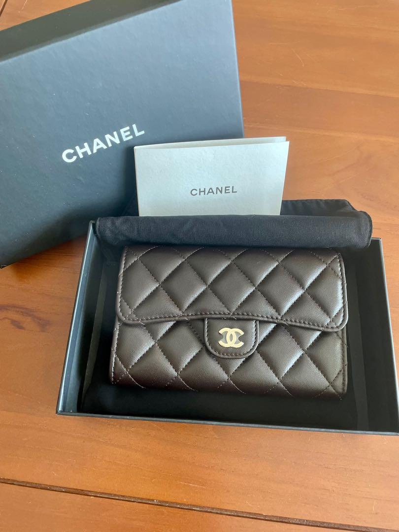 21B Chanel Wallet Dark Brown Lambskin, Women's Fashion, Bags 