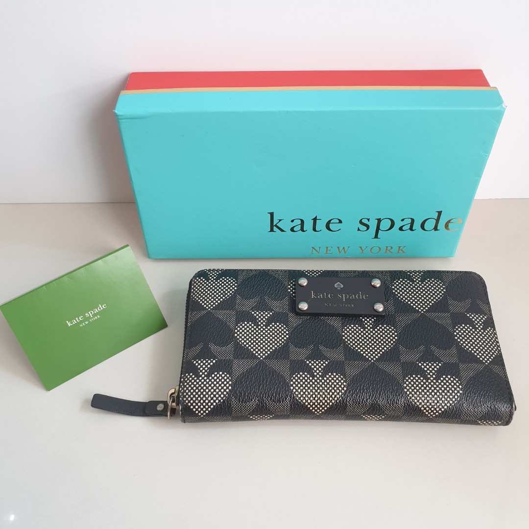 Authentic Kate Spade Pebbled Ace of Spades Neda Wallet, Women's Fashion
