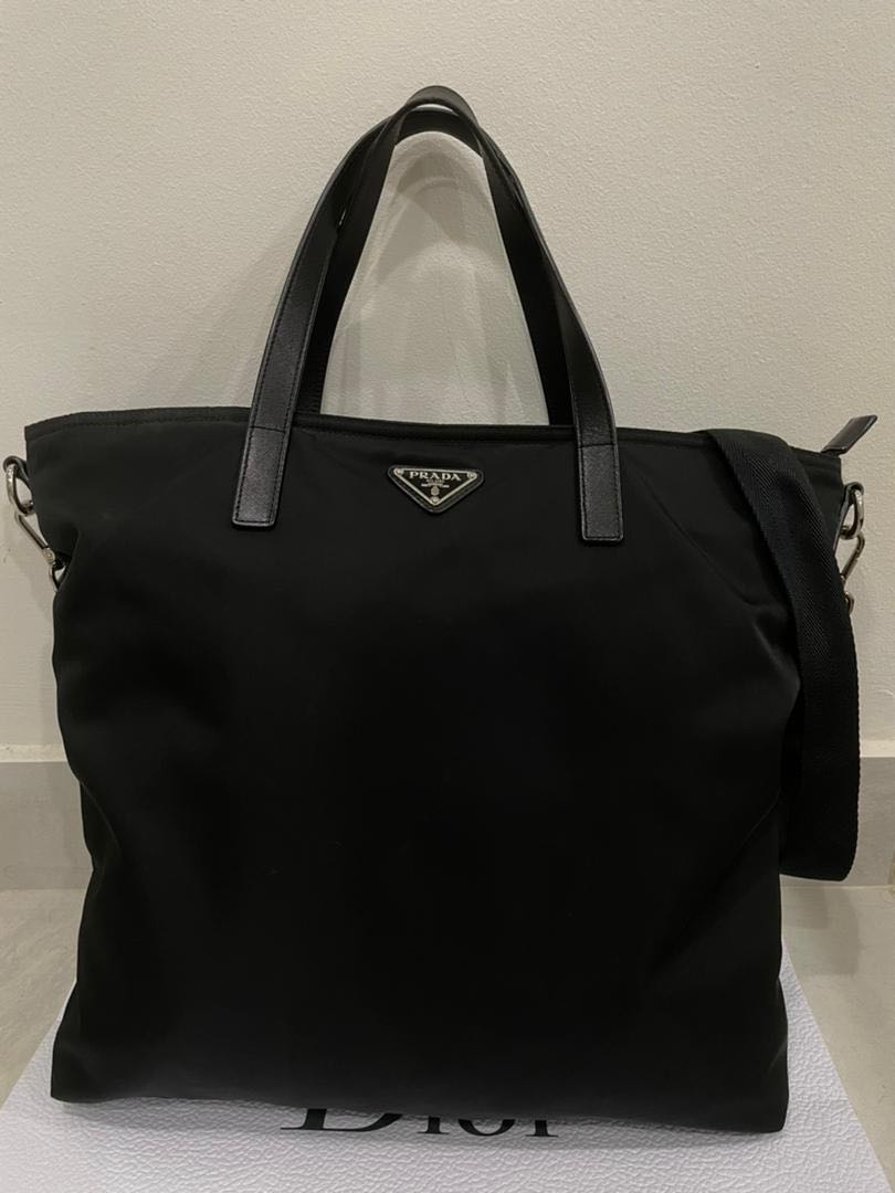 Prada black 2025 nylon tote
