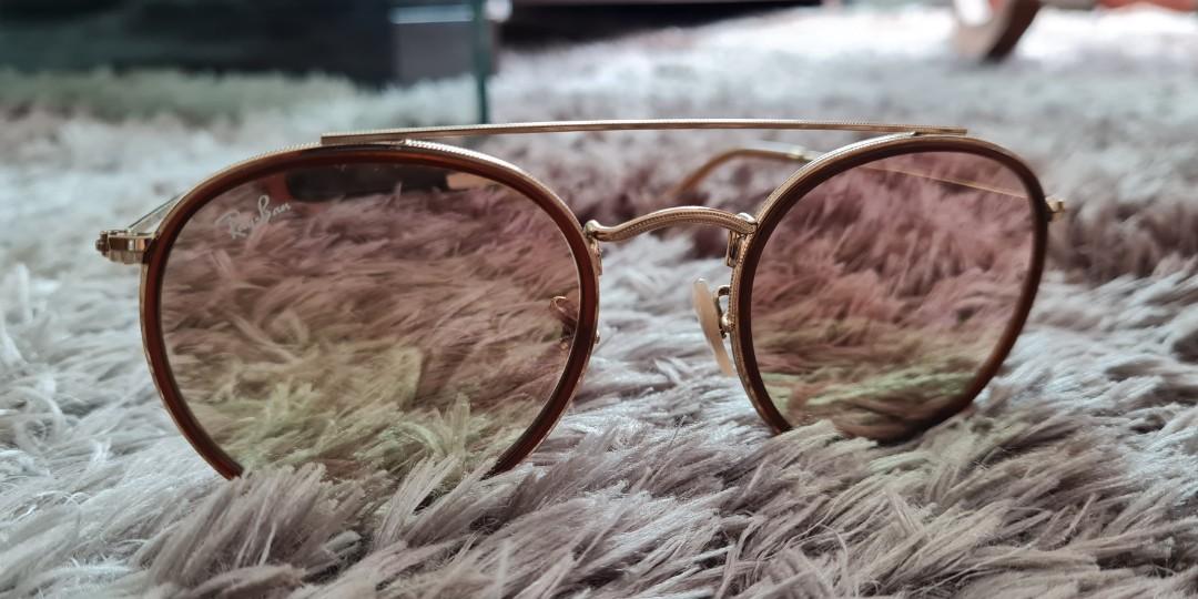 Sunglasses Ray-Ban Round Double Bridge Gold G-15 RB3647N 001 51-22 Medium