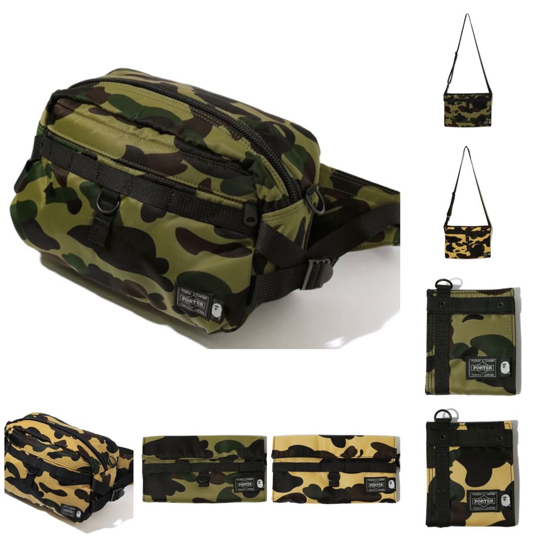 Bape porter 1st camo waist bag shoulder bag wallet, Men's Fashion, Bags