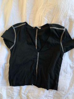 Black Zara shirt with white contrast stitching