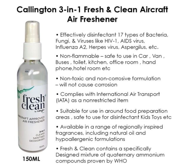 Callington 3in1 Fresh + Clean Aircraft Air Freshener / Disinfectant