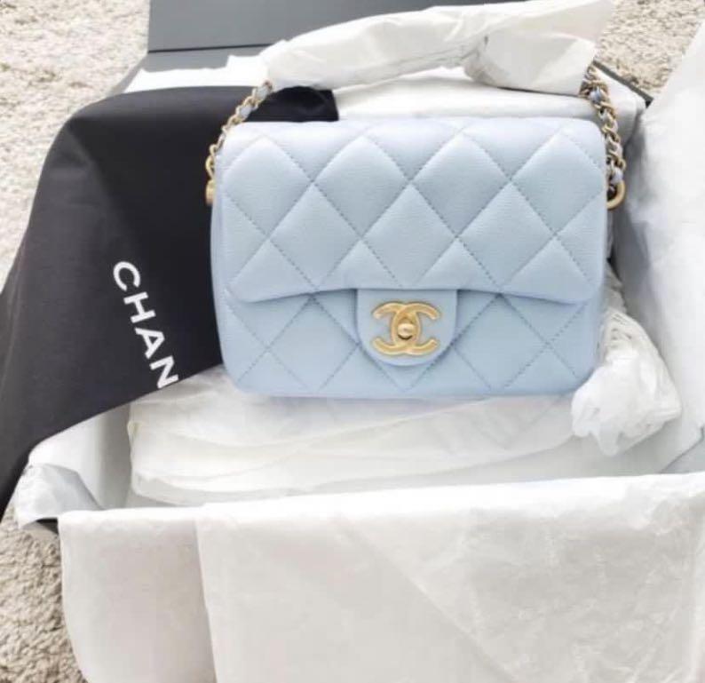 Chanel 21k Blue Iridescent Mini Flap Bag, Women's Fashion, Bags