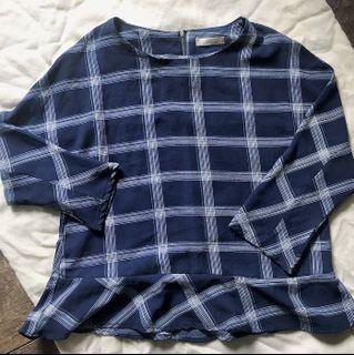 checkered dark blue blouse