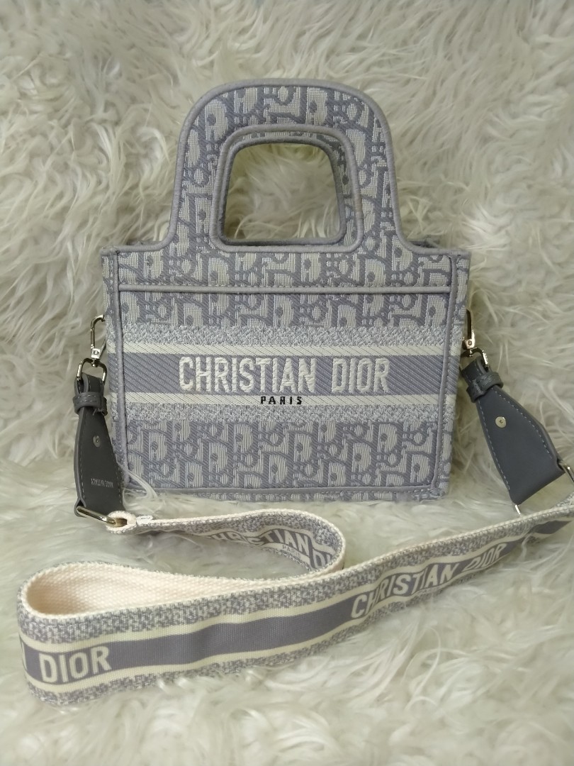 Dior mini on sale book tote grey