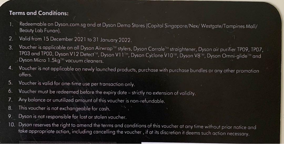 Dyson 100 voucher, Tickets & Vouchers, Vouchers on Carousell
