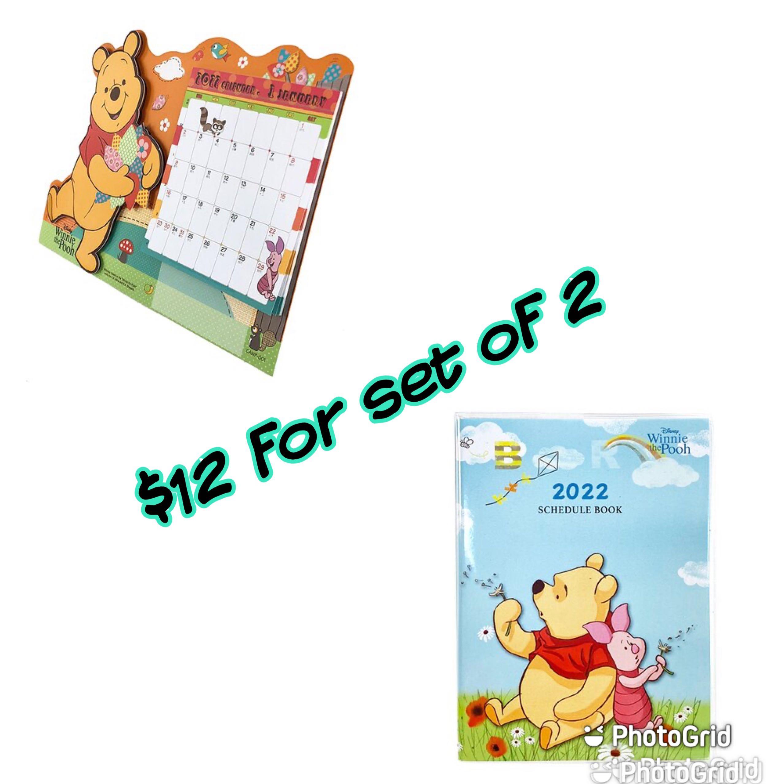 Eeyore Piglet Tigger Disney 2022 Calendar Schedule Book Winnie the Pooh