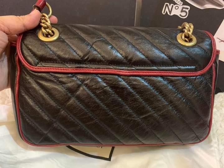 Gucci GG Marmont Small Flap Bag Black Red