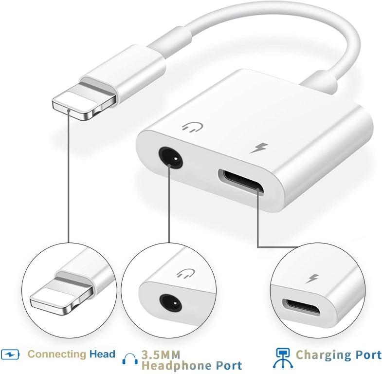 Apple iPhone 12 Pro Lightning Dongle Aux To 3.5mm With Audio Charger  Adapter Splitter
