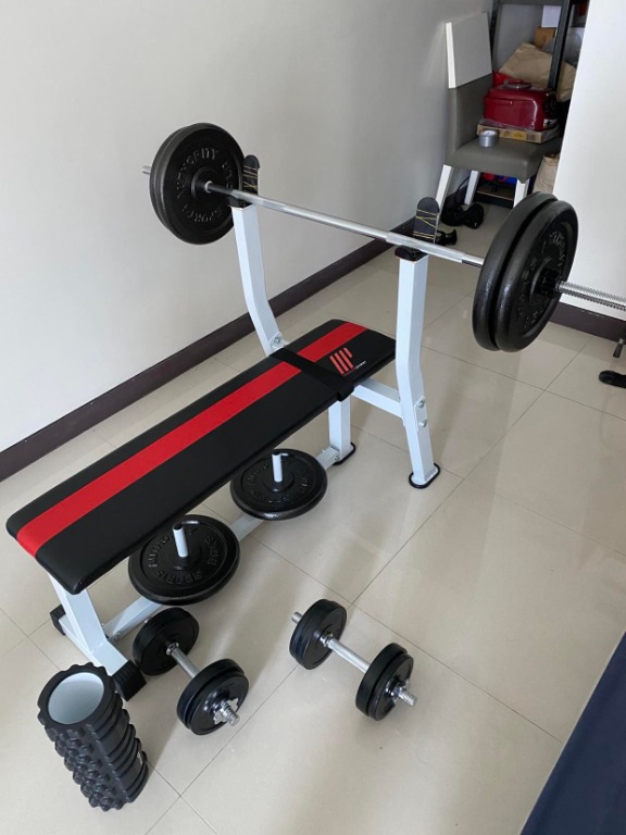 Home Weight training set, Sports Equipment, Exercise & Fitness, Weights & Dumbbells on Carousell