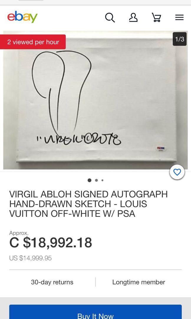 VIRGIL ABLOH SIGNED AUTOGRAPH 8x8 CANVAS LOUIS VUITTON OFF-WHITE