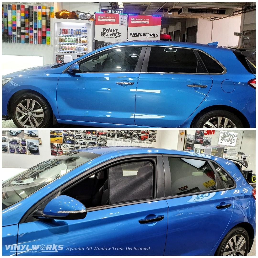 Hyundai i30 Window Trims Delete Chrome Wrap Matte Black Vinyl Sticker