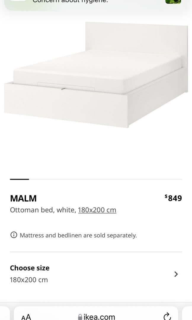 IKEA King size ottoman storage bed + Harvey Norman mattress, Furniture