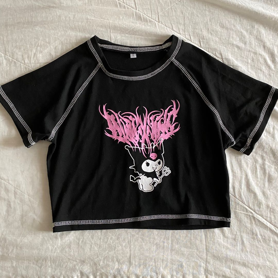 Kuromi Graphic Crop Top, Women's Fashion, Clothes, Tops on Carousell
