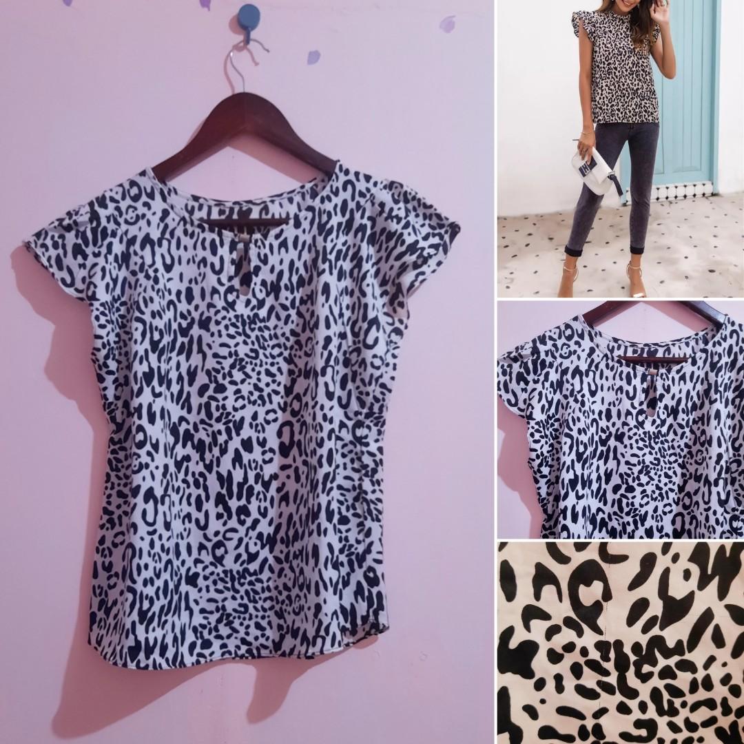 cheetah print silk blouse