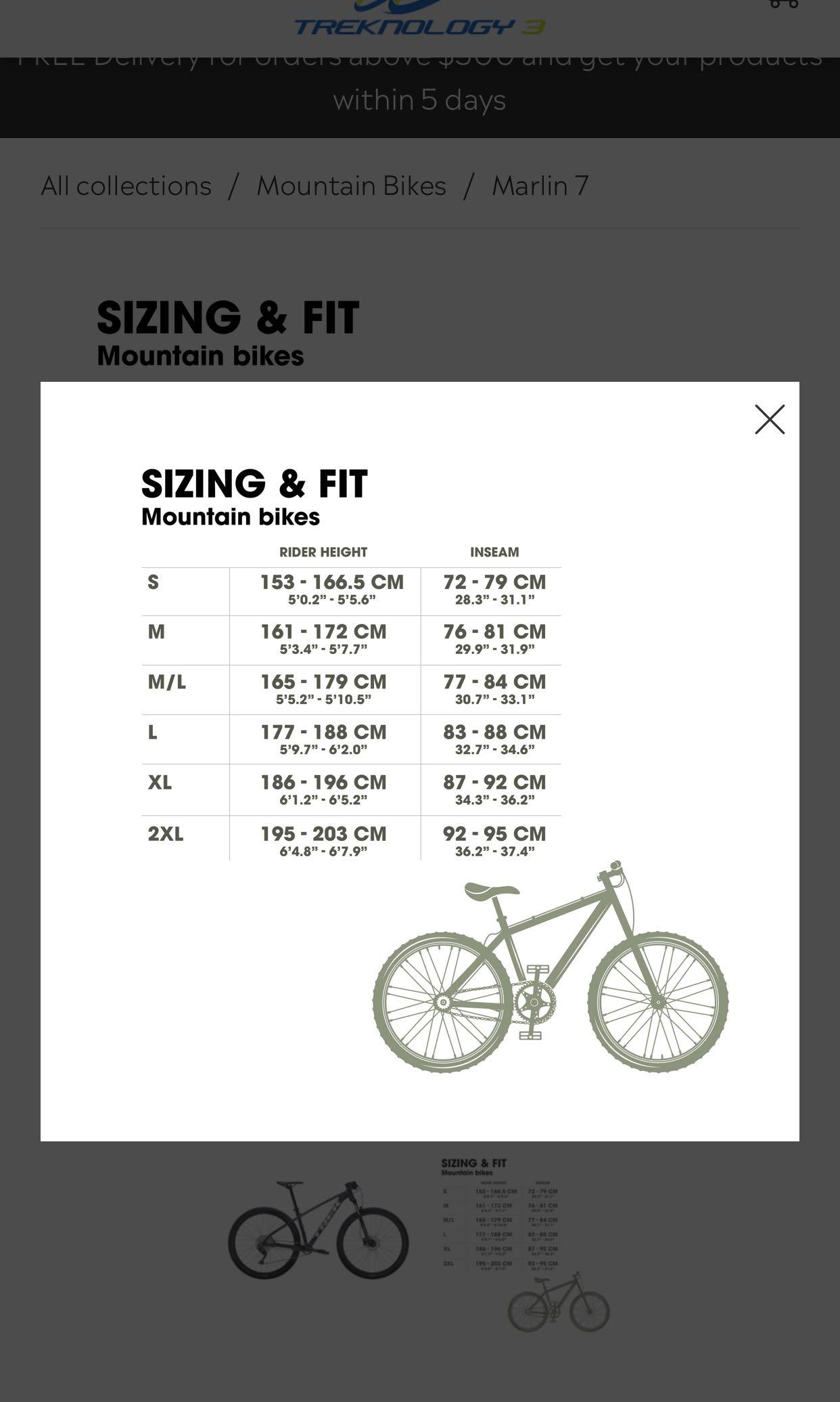 Trek marlin size best sale guide