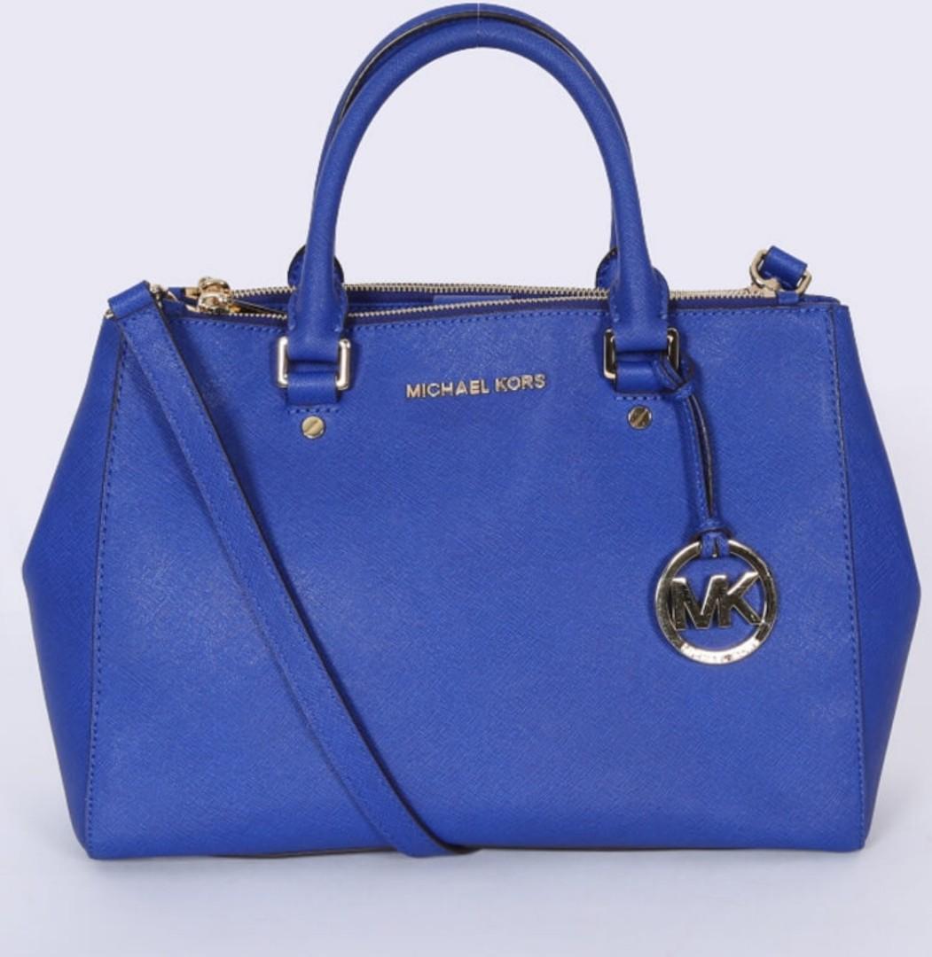 Michael kors sutton clearance saffiano blue leather satchel